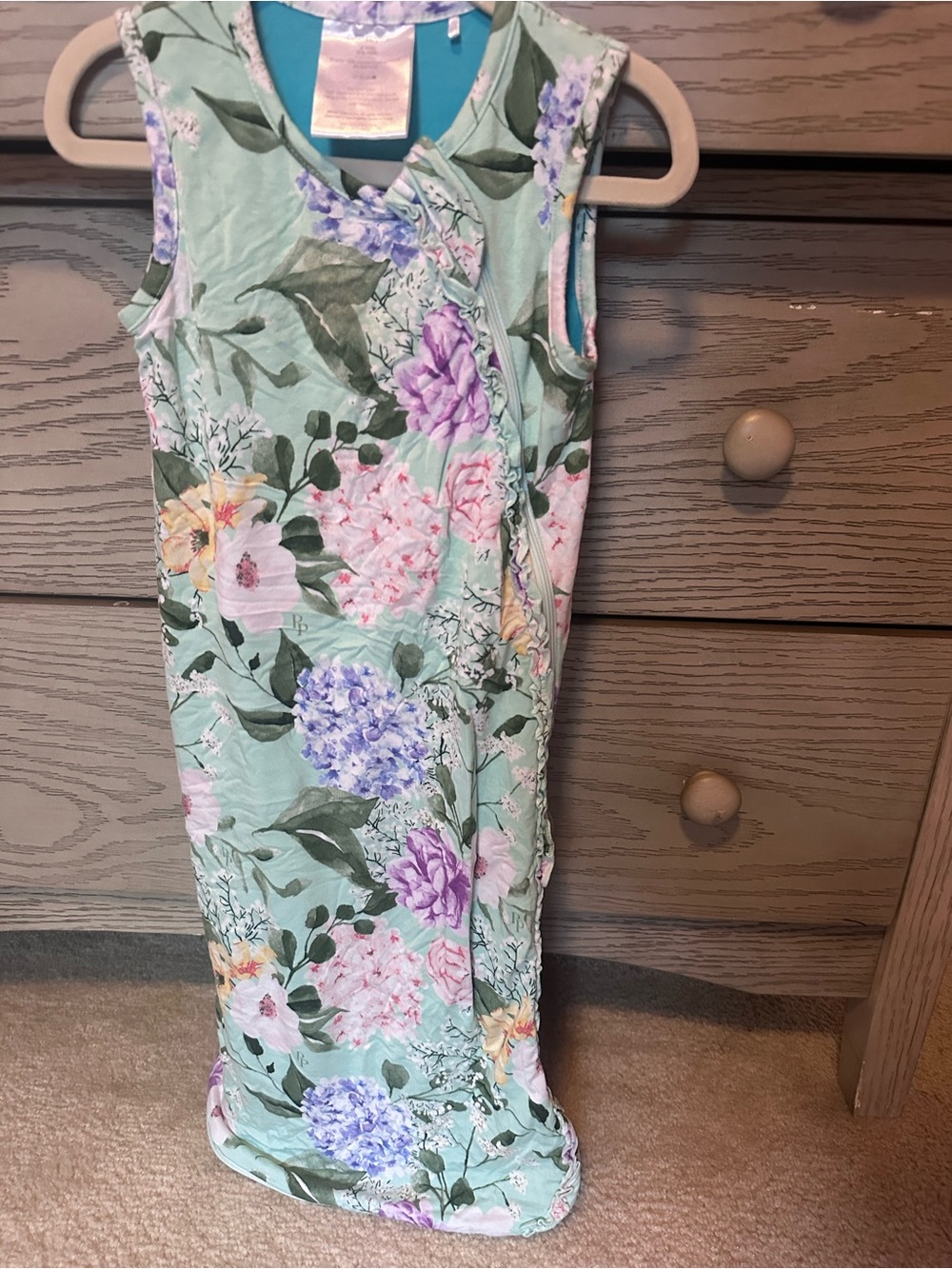 Posh Peanut Baby Floral Mint Sleeveless Sleep Sack